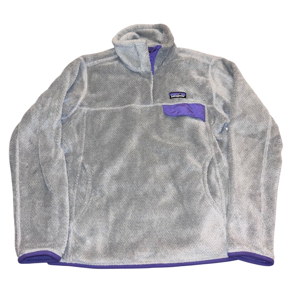 Patagonia | Gray Purple Fleece Pullover | ReTool Snap-T | Women's‎ Size Medium